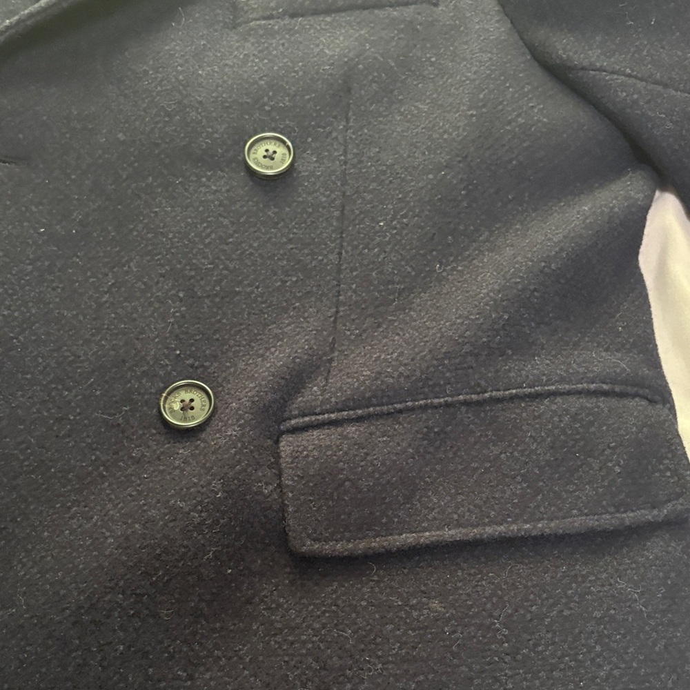 Brooks Brothers Dark BlueDouble-Breasted Men's Long Topcoat Size 40R - Picture 6 of 13